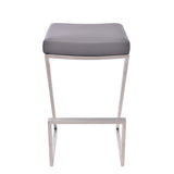 26" Contempo Grey Faux Leather and Stainless Backless Bar Stool