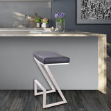 26" Contempo Black Faux Leather and Stainless Backless Bar Stool