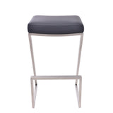 26" Contempo Black Faux Leather and Stainless Backless Bar Stool