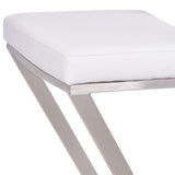 26" Contempo White Faux Leather and Stainless Backless Bar Stool