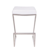 30" Contempo White Faux Leather and Stainless Backless Bar Stool