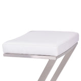 30" Contempo White Faux Leather and Stainless Backless Bar Stool