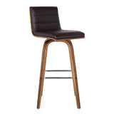 26? Brown Faux Leather Wooden Swivel Bar Stool