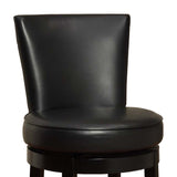 26" Black Faux Leather Round Seat Black Wood Swivel Armless Bar Stool