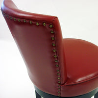 26" Red Faux Leather Round Seat Black Wood Swivel Armless Bar Stool