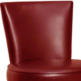 26" Red Faux Leather Round Seat Black Wood Swivel Armless Bar Stool