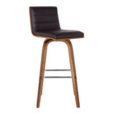 30? Brown Faux Leather Wooden Swivel Bar Stool