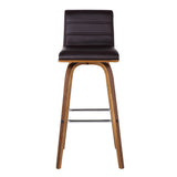 30? Brown Faux Leather Wooden Swivel Bar Stool