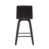 30? Gray Faux Leather Black Wooden Swivel Bar Stool