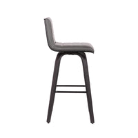 30? Gray Faux Leather Black Wooden Swivel Bar Stool