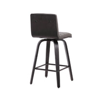 30? Gray Faux Leather Black Wooden Swivel Bar Stool
