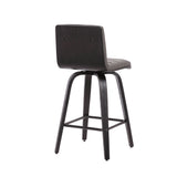 30? Gray Faux Leather Black Wooden Swivel Bar Stool