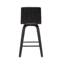 30? Gray Faux Leather Black Wooden Swivel Bar Stool