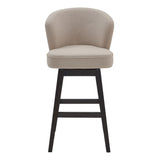 30" Tan Espresso Wood Fabric Swivel Bar Stool