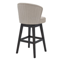 30" Tan Espresso Wood Fabric Swivel Bar Stool