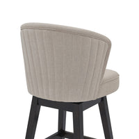 30" Tan Espresso Wood Fabric Swivel Bar Stool