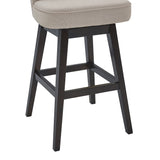 30" Tan Espresso Wood Fabric Swivel Bar Stool