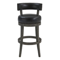 26" Brown Onyx Faux Leather Swivel Wood Counter Stool