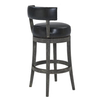 26" Brown Onyx Faux Leather Swivel Wood Counter Stool