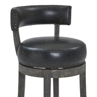 26" Brown Onyx Faux Leather Swivel Wood Counter Stool