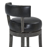 26" Brown Onyx Faux Leather Swivel Wood Counter Stool