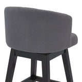 30" Grey Tufted Fabric and Dark Espresso Wood Swivel Bar Stool