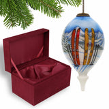 Hit the Slopes Ski Vacation Hand Painted Mouth Blown Glass Ornament