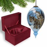 Pack of Wolves Hand Painted Mouth Blown Glass Ornament