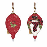 Red Plaid Snowman Hand Painted Mouth Blown Glass Ornament