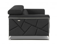 75" Dark Gray Italian Leather and Chrome Love Seat