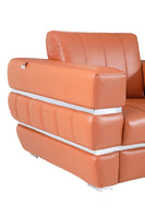 75" Camel Brown Italian Leather with Chrome Accents Love Seat