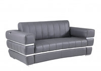 75" Dark Gray Italian Leather with Chrome Accents Love Seat