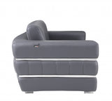75" Dark Gray Italian Leather with Chrome Accents Love Seat
