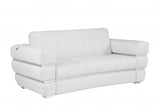 75" White Italian Leather Plush Density Solid Color Love Seat