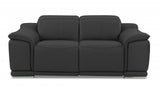 72" Dark Gray Italian Leather Reclining  Love Seat With Storage