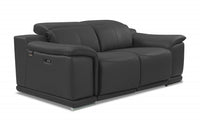 72" Dark Gray Italian Leather Reclining  Love Seat With Storage