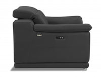 72" Dark Gray Italian Leather Reclining  Love Seat With Storage