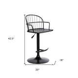 Black Wood and Metal Adjustable Curve Back Bar Stool