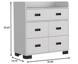 33" White Manufactured Wood Five Drawer Standard Dresser