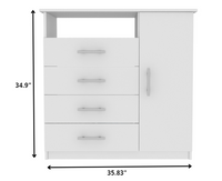 36" White Manufactured Wood Four Drawer Combo Dresser