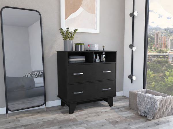 32" Black Manufactured Wood Two Drawer Standard Dresser