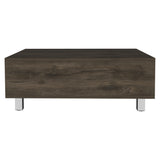 32" Dark Brown Manufactured Wood Rectangular Lift Top Coffee Table With Drawer And Shelf