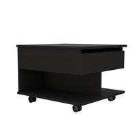 22" Black Manufactured Wood Rectangular Lift Top Coffee Table With Drawer