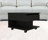 22" Black Manufactured Wood Rectangular Lift Top Coffee Table With Drawer
