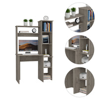 Modern Light Gray Office Desk with Storage Cabinet