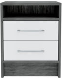 Sophisticated and Stylish Smokey Oak and White Nightstand