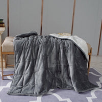 Grey Deluxe Hooded Weighted Velvet Throw Blanket