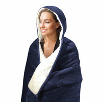 Navy Deluxe Hooded Weighted Velvet Throw Blanket