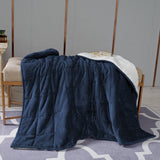 Navy Deluxe Hooded Weighted Velvet Throw Blanket