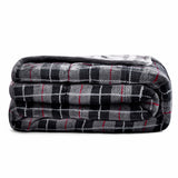 Light Grey Plaid Weighted Velvet and Velvet Throw Blanket